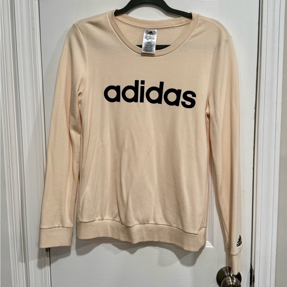 Adidas Women's Beige Sweatshirt with Black Logo